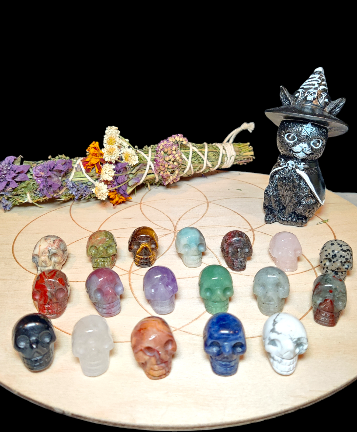 crystal gemstone skull carvings