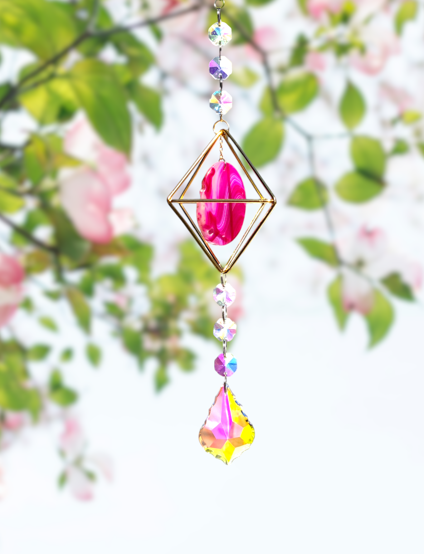 pink agate geometric borealis glass rainbows