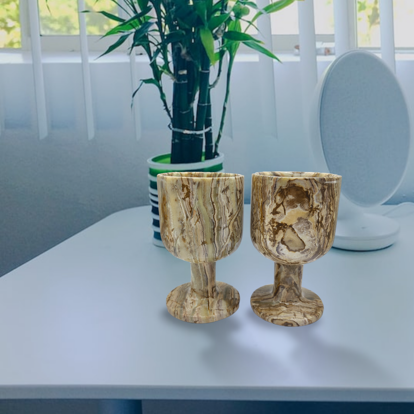 rainbow onyx goblets crystal gemstone cups tableware