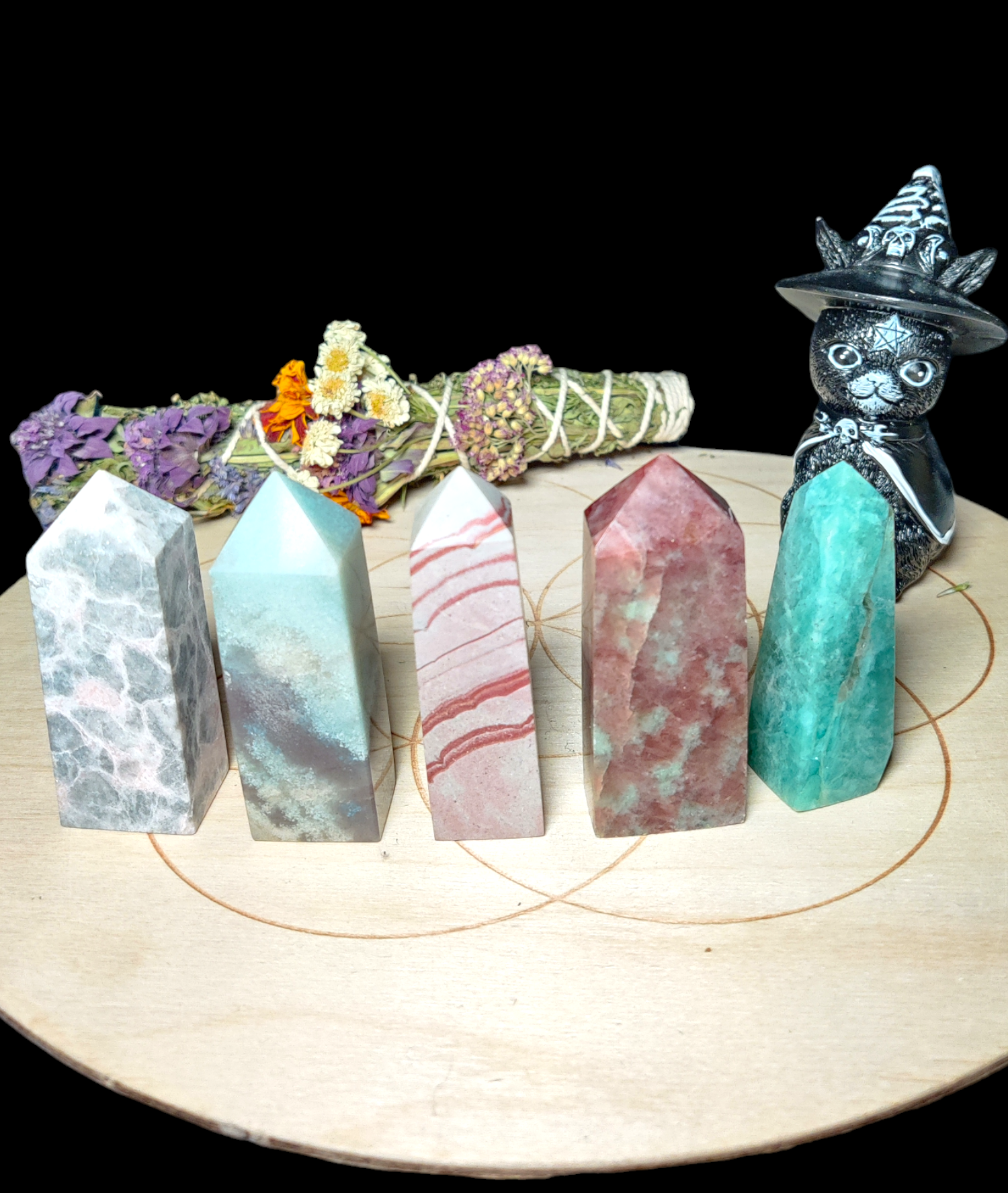 crystal gemstone towers