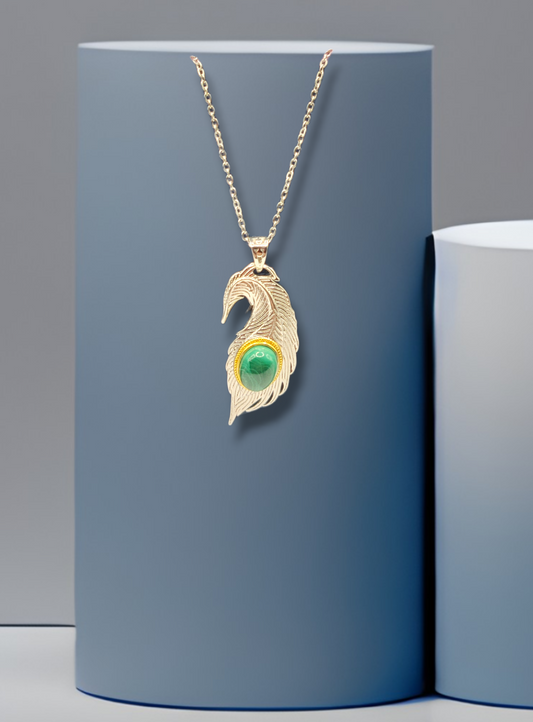 feather handmade crystal malachite necklace jewelry