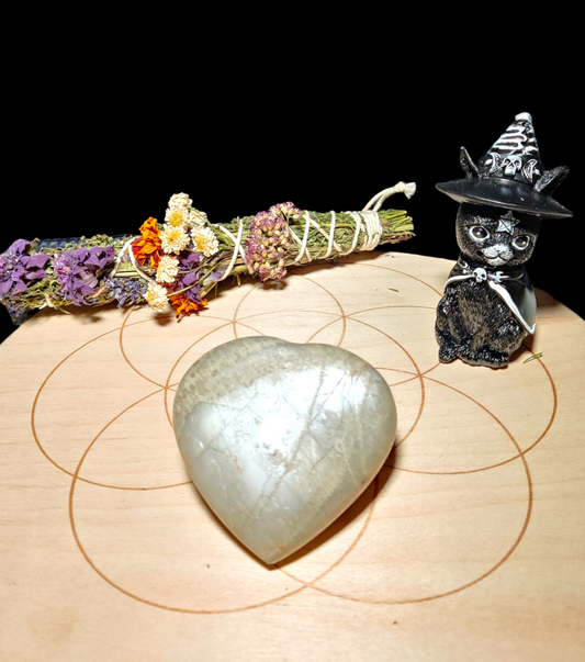 moonstone crystal gemstone heart carving