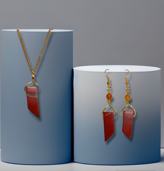 Red Jasper Necklace and Earrings