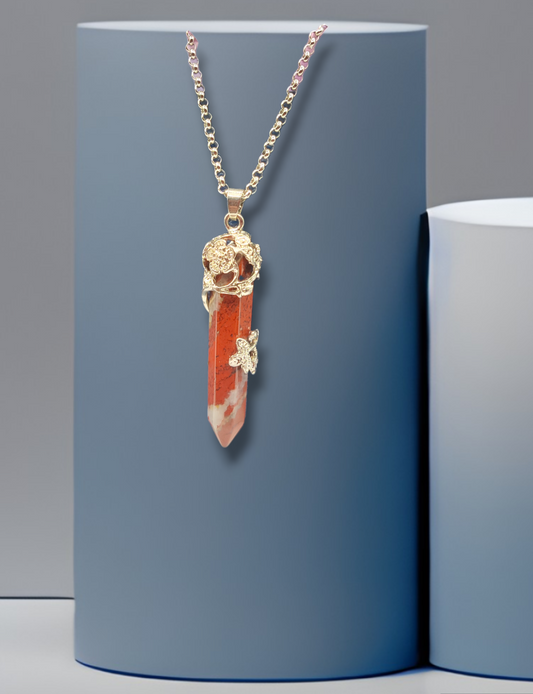red jasper handmade crystal necklace jewelry