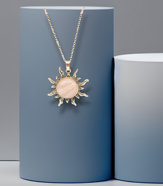rose quartz handmade crystal sun necklace jewelry