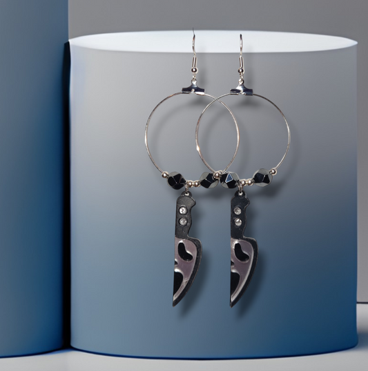 scream  handmade crystal earrings with hematite for halloween