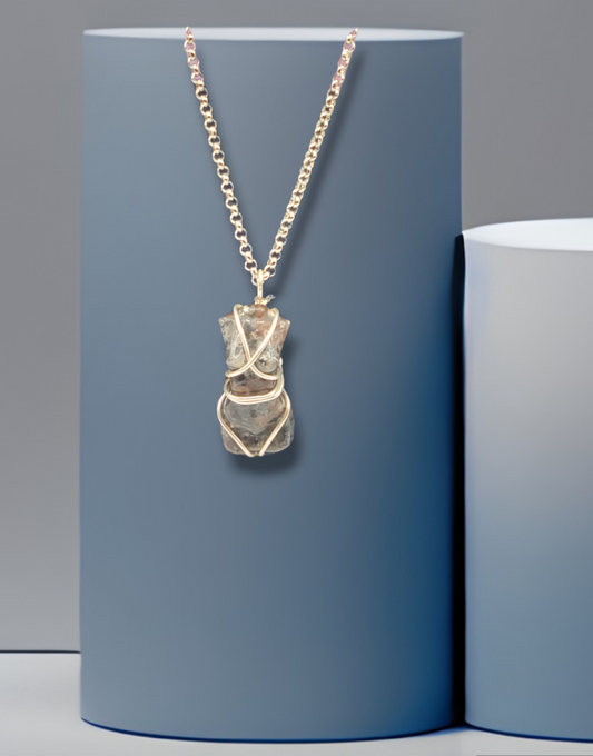 Yooperlite handmade wire wrapped bondage lady body crystal necklace jewelry